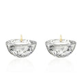 Barski Glass Tea Light Candle Holder - Set of 2 - for Wedding - Holidy Party Decoration - Round Bottom Will Create a Rocking Effect - Horizontal Lines Design - 3.5" Diameter - Made in Europe