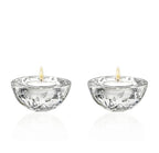 Barski Glass Tea Light Candle Holder - Set of 2 - for Wedding - Holidy Party Decoration - Round Bottom Will Create a Rocking Effect - Horizontal Lines Design - 3.5" Diameter - Made in Europe