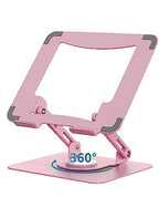 SOUNDANCE 360 Rotating Laptop Stand, Ergonomic Computer Riser for Desk, Adjustable Height Multi-Angle Metal Holder, Foldable Portable Notebook Elevating Base for Office & Home, Pink - color: Pink