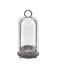 12" High Versatile Modern Metal Hurricane Lantern with Handmade Sturdy Glass Dome in Shabby Black for Pillar Candle & Plants, Industrial, Farmhouse (Black Shabby, 5"x12") - color: Black Shabby, size: 5"x12"