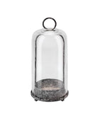 12" High Versatile Modern Metal Hurricane Lantern with Handmade Sturdy Glass Dome in Shabby Black for Pillar Candle & Plants, Industrial, Farmhouse (Black Shabby, 5"x12") - color: Black Shabby, size: 5"x12"