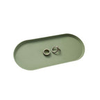 Green Silicone Vanity Tray, 8.66x3.94 Inch Oval Food-Grade Counter Organizer, Dishwasher Safe Scratch-Proof Storage Tray for Jewelry Makeup Bathroom Desk - color: Green