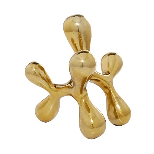CosmoLiving by Cosmopolitan Aluminum Metal Abstract Decorative Sculpture Home Decor Statue, Accent Figurine 11" x 11" x 12", Gold