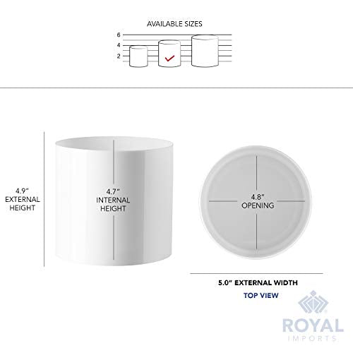 Royal Imports Flower Acrylic Vases Cylinders - Decorative Centerpiece Display for Home or Wedding - Non Breakable Plastic, 5" - White - size: 5"x5"