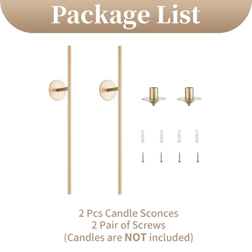 Sziqiqi Wall Candle Holder Gold: Candle Sconces Wall Decor Set of 2 for Dining Room Wall Hanging Candle Sticks Holder for Living Room Fireplace