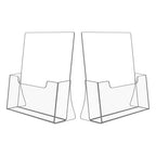 NIUBEE Acrylic Brochure Holder 8.5 x 11 inches 2 Pack, Clear Acrylic Literature Holder Plastic Flyer Display Stand, Acrylic Countertop Organizer for Magazine, Pamphlet, Booklets, Menu, Journals - size: 8.5" x 11", style: 2 Pack