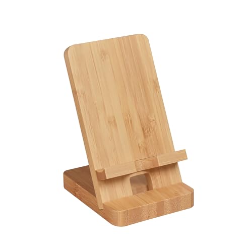 Cell Phone Stands, Desktop Stand, Luxury Nature Wood Magnetic Phone Stand for Desk, Compatible with iPhone & All Cell Phones, Ultra-Stable, Portable & Non-Slip Design, Bamboo