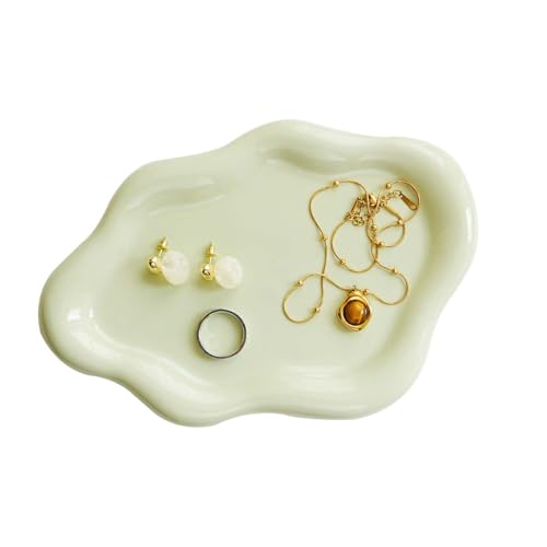 Gifts For Women Green Cloud Ceramic Jewelry Dish Tray, Vanity Ring Dish Ceramic Trinket Ring Holder, Room Decor Aesthetic,Decorative Cloud Vanity Key Tray Present for Wife Mom Daughter (Cloud-Green) - style: Cloud-Green