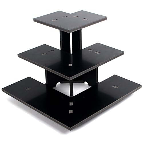 3 Tier Corner Retail Display Stand Portable Product Shelves, Black Store Retail Display Stand, Cupcake Stand, Candle Tumbler Display Rack for Craft Shows, Trade Shows, Farmers Market