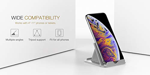 MoKo Phone/Tablet Stand, Foldable Tablet Holder Compatible with iPhone 17/17 Air/17 Pro/17 Pro Max, iPhone 16/Pro/Pro Max/Plus, iPhone 15/Pro/Pro Max/Plus, iPhone 14/Pro/Pro Max/Plus, Gray - color: Gray, size: Small Size