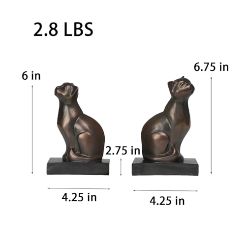 Cat Book-Ends Heavy Duty Decorative-Bookends - Unique Bookend for Books Heavy Duty Antique Book Stopper for Shelf Office Desk Magazine Stand Organizer 2.8 LBS 4.25x2.75x6.75 inches Newman House Studio - color: Cat