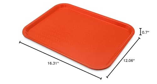 Carlisle FoodService Products CT121624 Café Standard Cafeteria / Fast Food Tray, 12" x 16", Orange - color: Orange