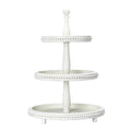 Creative Co-Op Round 3-Tier Decorative Wood Tray with Hobnail Edge, White - color: White, style: 3-Tier
