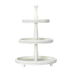 Creative Co-Op Round 3-Tier Decorative Wood Tray with Hobnail Edge, White - color: White, style: 3-Tier