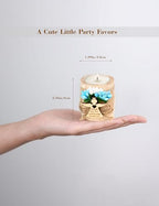 10 Pcs Handmade Wooden Tea Candle Holders, Baptism Gift, Baby Birthday Party Favors, Christening Guest Favors . (Light brown - blue) - color: Light Brown - Blue