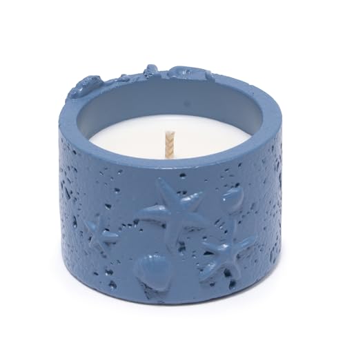 Hodao Oceanic Serenity Handcrafted Aromatherapy Box with Candle & Decor – Beach Rock Sculpture with Sea Turtle, Seashells, for Home, Bathroom, Yoga Room Decor (Blue-Octopus) - color: Blue-octopus