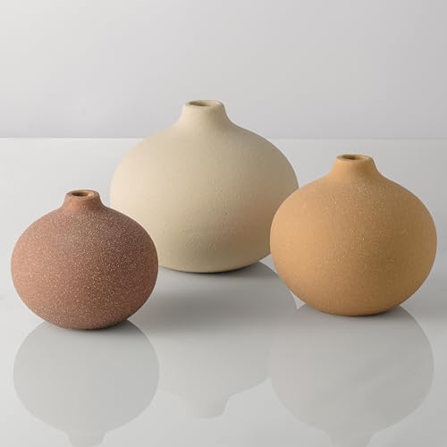 Ceramic Vase Set of 3, Bud Vases for Modern Farmhouse Home Decor, Cute Vases, Small Flower Vases for Dining Table Centerpieces,Living Room,Shelf,Mantel and Entryway Display - color: Multicolor-01