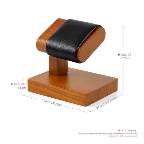 Solid Wood Watch Display Stand T-bar PU Leather Watch Stand Holder Organizer For Men And Women Wristwatch, Bracelet, Storage Display Rack (Black) - color: Black, size: Single Slot