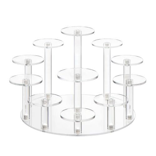 DIWNELEM Round Acrylic Jewelry Stand Acrylic Display Riser Stands Dessert Tower Display Tower for Watch,Jewelry,Rings,Earrings,Mini Figurines,Cupcakes(Clear,11Tier) - size: Clear-11 Tier
