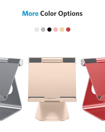 OMOTON Tablet Stand Holder Adjustable, T1 Desktop Aluminum Tablet Dock Cradle Compatible with iPad Air/Mini, iPad 10.2/9.7, iPad Pro 11/12.9, Samsung Tab and More, Gold - color: Gold