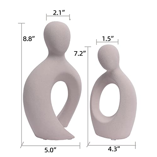 Quoowiit Ceramic Couple Sculptures for Home Decor, Abstract Lover Statue for Shelf, Office, Living Room, Bedroom Decorations - Anniversary, Valentine's Day, Birthday Gift (Grey) - color: Gray