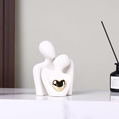 Mini Couple Statue - Ceramic Romantic Couple in Love Figurines for Decor Bedroom, TV Cabinet, Wedding Valentines Gift, Small Knick Knacks for Home Decor Shelve (4.72" White) - color: 4.72" White