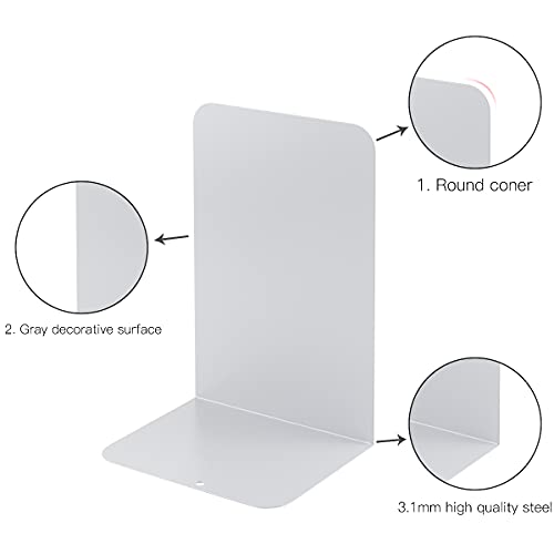 MSDADA Bookends, 4 Pairs/8pcs, White Metal, Modern Minimalist Style, Office & Book Shelves - color: White