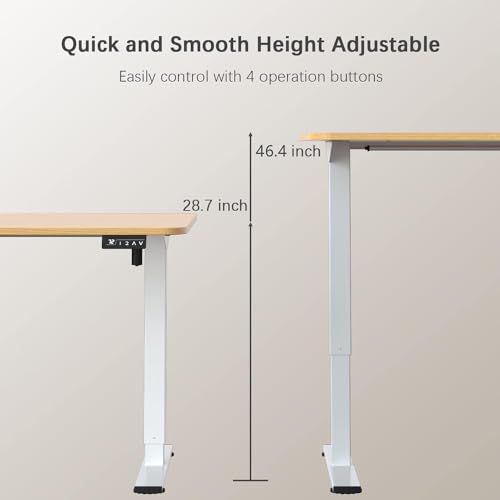 Furmax Electric Height Adjustable Standing Desk Large 55 x 24 Inches Sit Stand up Desk Home Office Computer Desk Memory Preset with T-Shaped Metal Bracket, Light Wood - color: Light Wood, size: 55 Inch