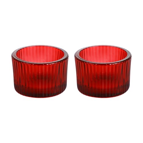 2 Pcs Glass Tealight Candle Holder Clear Tea Light Candle Cups Votive Candles Holders Containers Floating Candles Holders Dining Table Candle Holder Wedding Table Centerpieces Red - color: Red