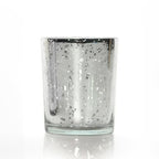 WGV Silver Speckled Tea Light Votive Candle Holder 2.2x2.75, Small Tiny Utility Cylinder Mercury Glass Vase, Home Accent Decor, 1 Pc - color: Silver-cylinder-2.75"