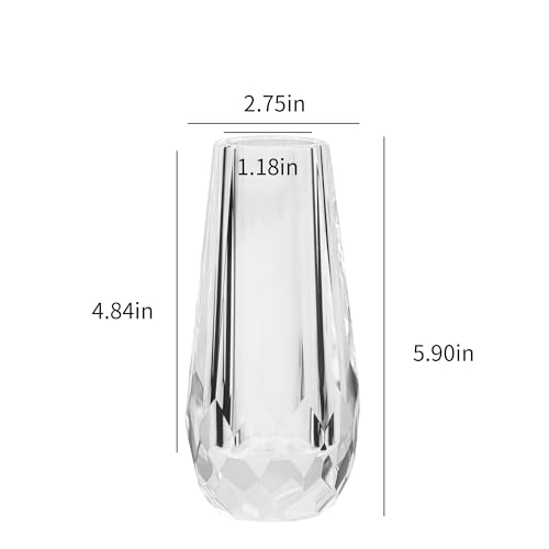 Small Crystal Flower Bud Vase Decorative Vase for Home or Dinner Table Outline Dimensions W2.8 x H5.9 with Gift Box - size: 7x15cm