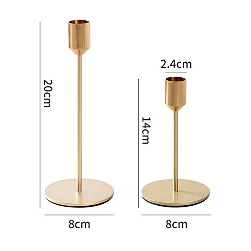 Modern Metal Gold Candlestick Holders for Wedding Decoration Skinny Tapered Candle Holder for Home Decor Bar Party (S+L)