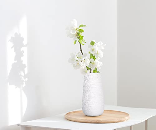 D'vine Dev 8 Inch Textured White Elegant Oval Ceramic Vase for Flowers, Home Décor Vase with Design Box, VS-LD-A-1 - color: Textured White, size: 8 Inch