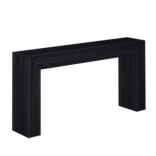 Plank+Beam Grand Console Table, 66 Inch Modern Solid Wood Sofa Table, Narrow Entryway Table for Hallway, Behind The Couch, Living Room, Foyer, Black Wirebrush - color: Black Wirebrush, size: 66 Inch