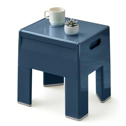Nightstand Bedside Table with Storage Space, Multifunctional Colorful Plastic End Table Small Side Table for Bedroom, Dorm and Small Spaces, Easy Assembly(14.7" D x 11.8" W x 15.8" H, Blue) - color: Blue