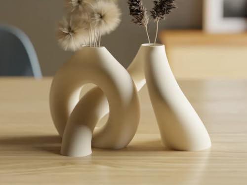 Modern Abstract Knot Vase – Minimalist Sculptural Decor Abstract Knot vase Living Room, Entryway, Office Nordic Aesthetic Centerpiece for Dried Flowers, Pampas Grass & Home Styling (White) - color: White