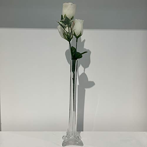 WGV Eiffel Tower Vase, Open 0.75", Height 12", (Multiple Sizes Choices) Clear Glass Floral Container with Sturdy Base, Flower Centerpiece for Wedding Event Home Decor, Arts Crafts, 1 Piece - color: Clear, size: 12"H