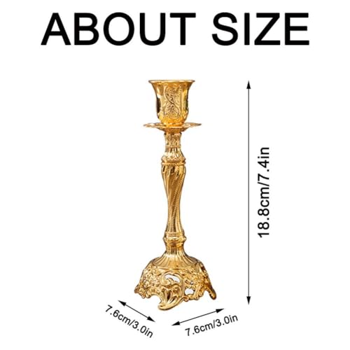 Sziqiqi Gold Candlestick Holders Set of 2 Taper Candle Holders Deluxe Ornate Candle Holders for Shabbat Taper Candles, Candle Centerpiece, Wedding Candles, Christmas Candle 7.4inch - color: Gold
