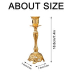 Sziqiqi Gold Candlestick Holders Set of 2 Taper Candle Holders Deluxe Ornate Candle Holders for Shabbat Taper Candles, Candle Centerpiece, Wedding Candles, Christmas Candle 7.4inch - color: Gold