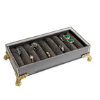 GemeShou velvet slots Ring holder for jewelry organizer, Grey earring ring display stand for selling, felt ring jewelry holder tray showcase【Velvet slots Ring Holder-Grey】 - color: Grey