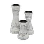 Deco 79 Wood Solid Candle Holder, Set of 3 12", 9", 7"H, Gray - color: Gray, size: S/3 12", 9", 7"H