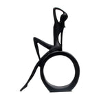 Modern Abstract Black Art Bookshelf Decor - Girl Statue Black Figurines for Home Office Living Room Table Decorations, Reading Figurines for Coffee Shelf Table Centerpiece (6.7inx4.72in)