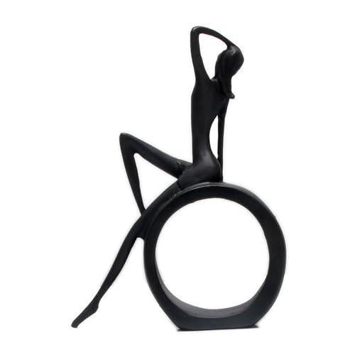 Modern Abstract Black Art Bookshelf Decor - Girl Statue Black Figurines for Home Office Living Room Table Decorations, Reading Figurines for Coffee Shelf Table Centerpiece (6.7inx4.72in)