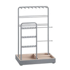 SONGMICS Jewelry Holder, Jewelry Organizer, Jewelry Display Stand with Metal Frame, Velvet Tray, Necklace Earring Bracelet Holder, for Studs, Rings, Gift Idea, Dove Gray UJJS021G01 - color: Dove Gray
