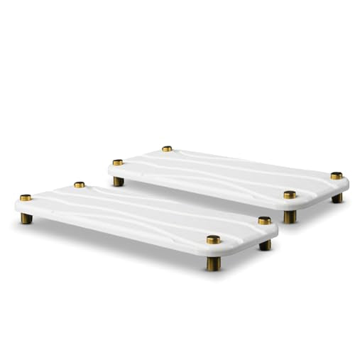 Stone Drying Tray - Diatomite Sink Caddy Kitchen Sink Organizer - Water Absorbing Bathroom Counter Mat - Absorbent Kitchen Soap Tray (White w Gold & Blk feet) - color: White & Gold