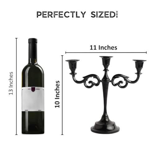 Rely+ 3 Arm Candelabra Taper Candle Holders Decorations Indoor Kitchen Décor Table Candles Candlestick Candelabra Centerpiece (Black Glossy) - color: Black Glossy, size: 3 Arm