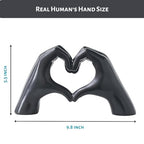 Heart Hands Sculpture Gift, Black Love Gesture Statue, Home Table Decor, Finger Love Sign, Heart Shape Figurine, Cute Friendship Bracelet Holder (Black) - color: Black
