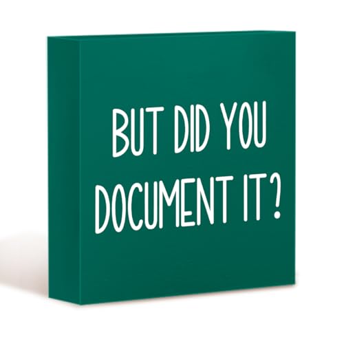 mmiishe The Office Gifts Desk Decor But Did You Document It Wooden Box Sign Funny Office Boss Gifts for Women Coworkers Boss Day Gifts for Him Decorations for Home Office 5 x 5 Inches (Green) - color: Green, size: 5 x 5 inches
