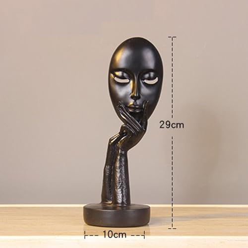 Elegant Abstract Thinking Woman Resin Sculpture - Modern Minimalist Geometric Decor, 7 Colors, 2 Sizes (12" and 15") - Contemporary Art for Living Room and Study (Black 12 inch) - color: Black 12 Inch