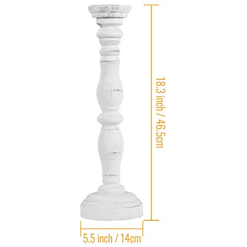 White Rustic Candle Holders for Pillar Candles,18-Inch Vintage Wooden Candle Holders Pillar,Candle Holder for Candlesticks,Farmhouse Style Accent Decor,Gift for Home (1Piece, 5.5" x 5.5" x 18.3") - size: 5.5" x 5.5" x 18.3"